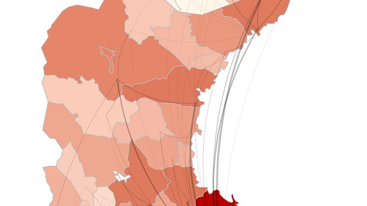 Migrationsflöden från mindre till större arbetsmarknader