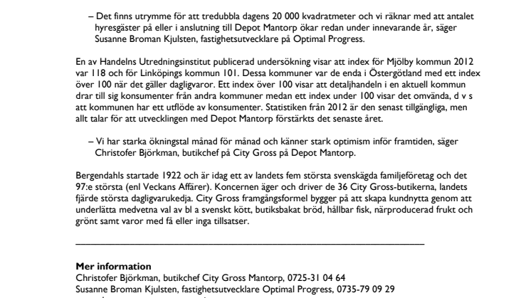 City Gross draglok för Depot Mantorp