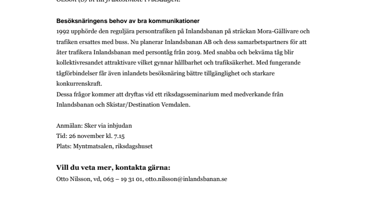 Reguljär persontrafik på Inlandsbanan
