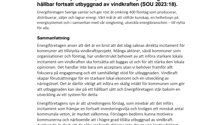 230911 Energiföretagen Sveriges remissvar gällande incitamentsutredningen.pdf
