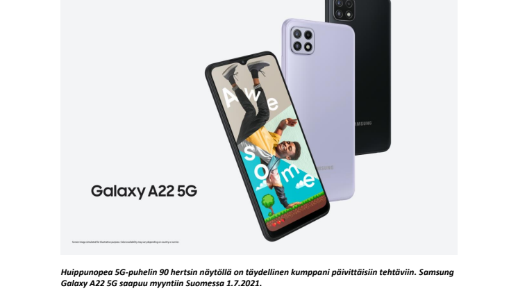 Samsung jatkaa 5G-portfolionsa laajentamista – tässä on uusi Galaxy A22 5G -puhelin