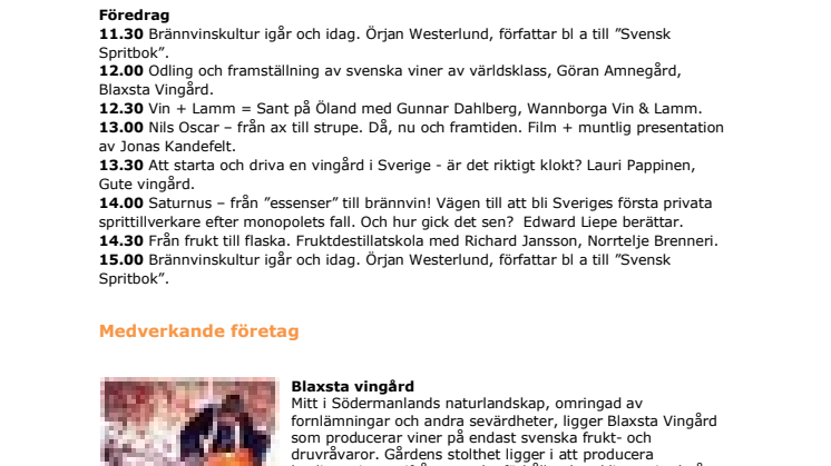 Temadag med svenska vin- & spritproducenter 28 mars