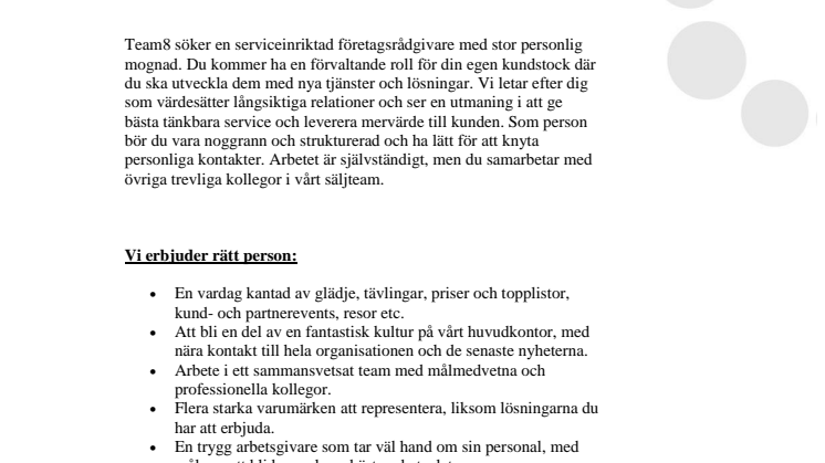 Företagsrådgivare sökes
