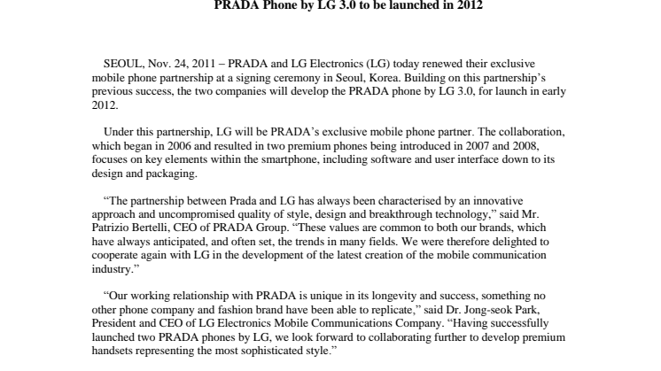 Prada och LG presenterar exklusivt partnerskap (ENG)