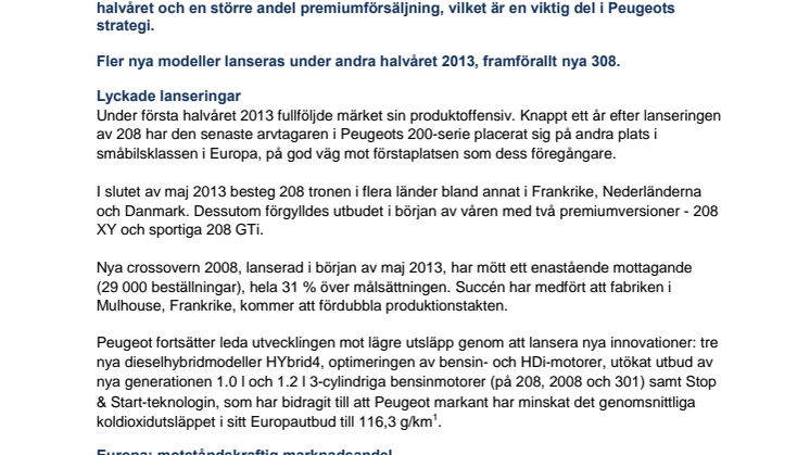 Stark global tillväxt och framgång för Peugeots nylanseringar 2013