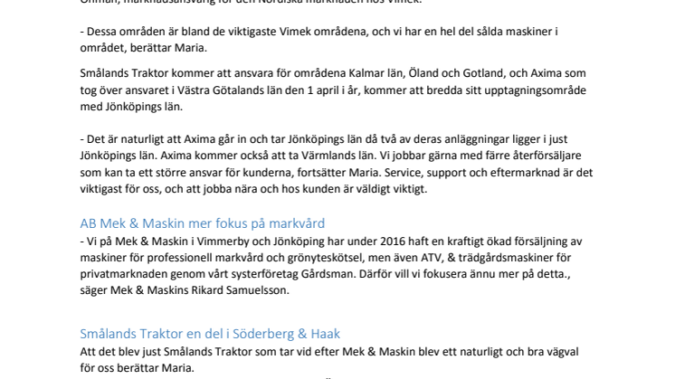 Vimek stärker sin position på marknaden!