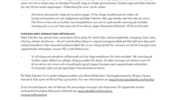 Guldsmedsbutiken Ernst Forssell flyttar in på Nääs Fabriker