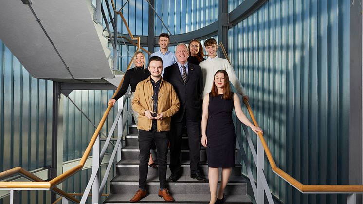 Northumbria Pro Vice-Chancellor Professor John Wilson with winning students