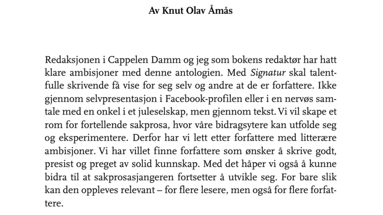 Forord fra "Signatur" av Knut Olav Åmås