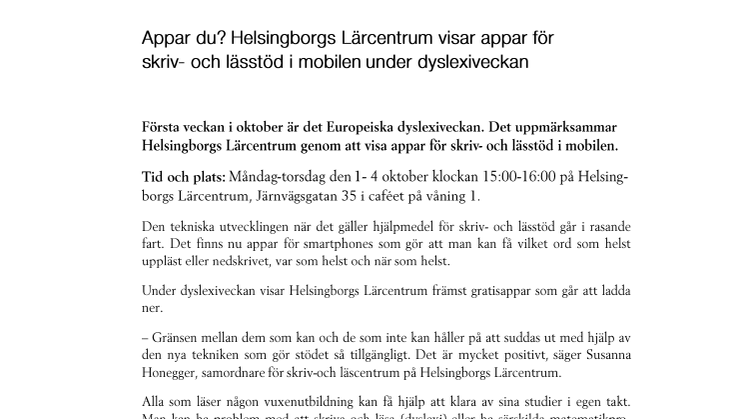 Appar du? Helsingborgs Lärcentrum visar appar för skriv- och lässtöd i mobilen