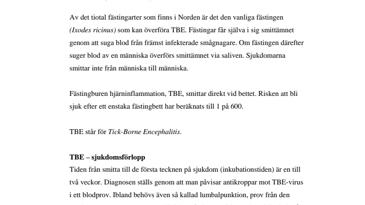 TBE – fästingburen hjärninflammation