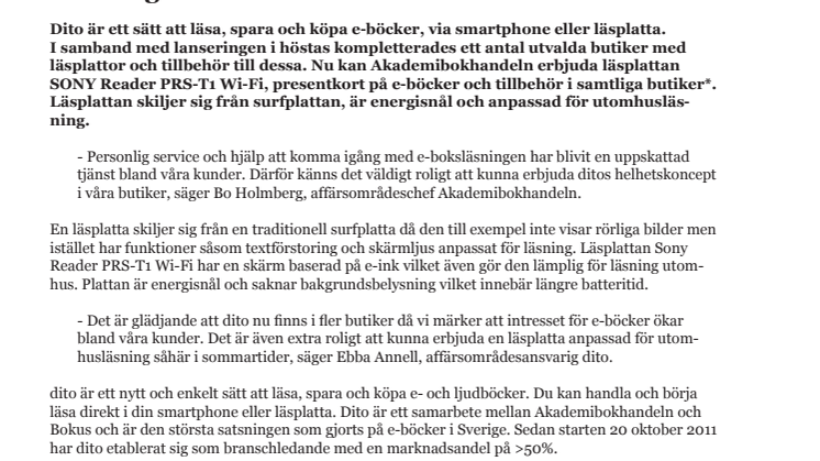 Akademibokhandeln säljer läsplattor i samtliga butiker
