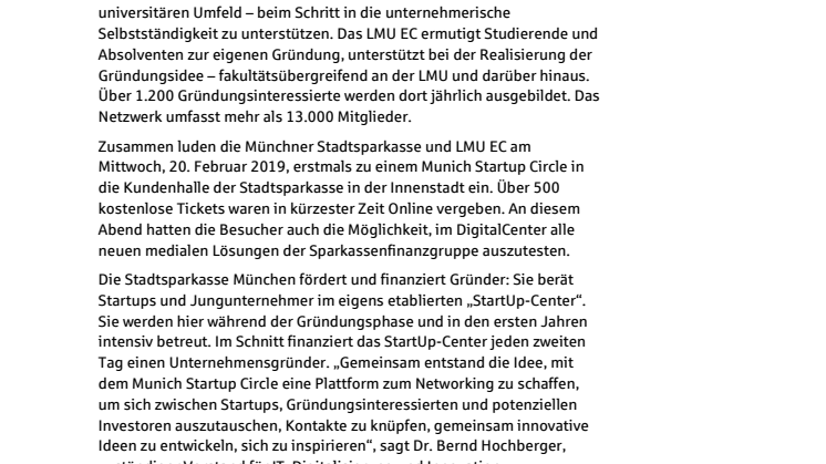 "Munich Startup Circle" vernetzt junge und etablierte Gründer und Gründungsinteressierte