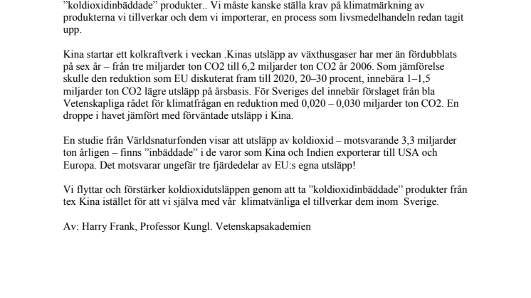 Import av koldioxidinbäddade varor