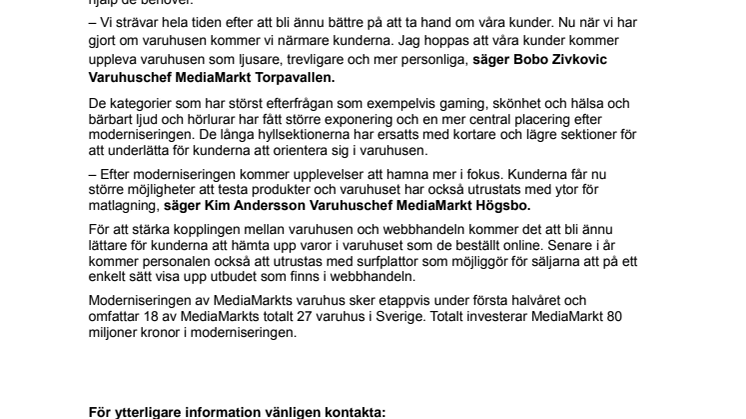 MediaMarkt nyinviger varuhusen i Högsbo och Torpavallen 