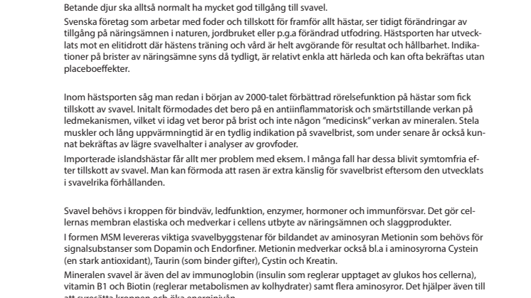 Svavel - ännu ett naturligt bristämne