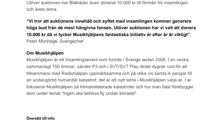 BLÅKLÄDER FÖR MUSIKHJÄLPEN 2015