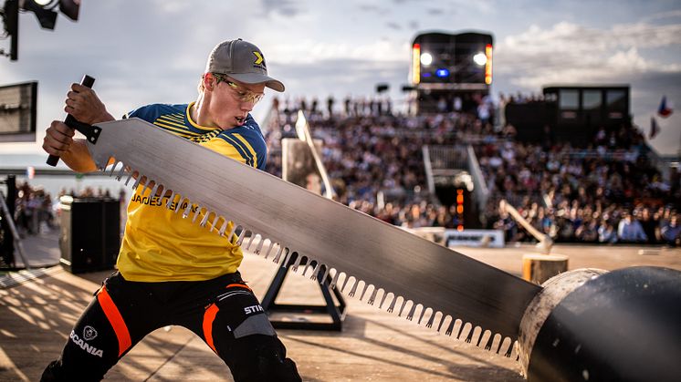 Ferry Svan under Champions Trophy i franska Marseille 2018. Foto: STIHL Timbersports.