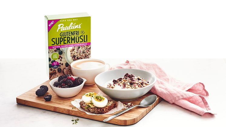 Nyhet i frukosthyllan – Paulúns Glutenfri Supermüsli med björnbär, tranbär och kanel