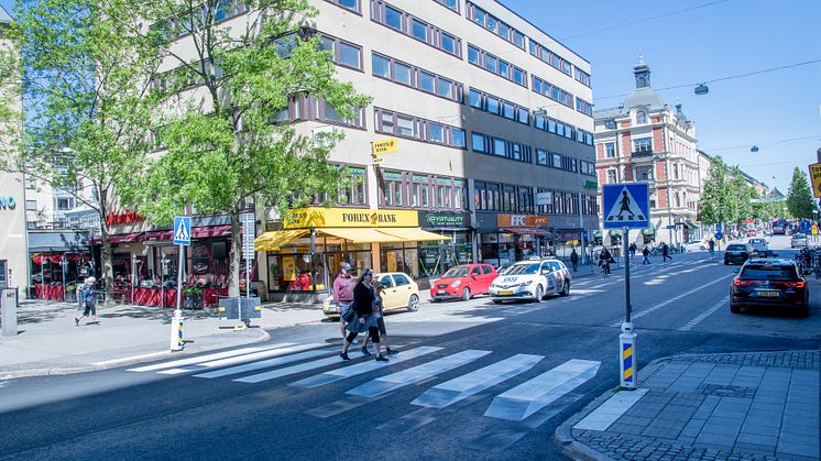 3D-övergånggställe på Drottninggatan vid Näbbtorget.