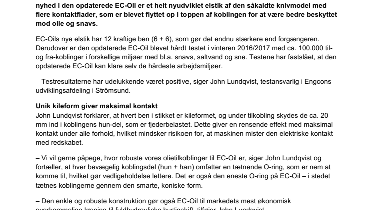 Engcon forbedrer den automatiske tilkobling af hydrauliske redskaber