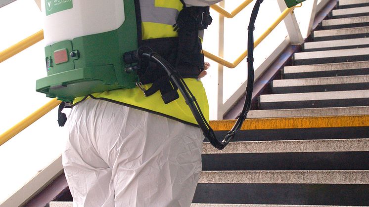 St Albans: Cleaning the footbridge with the 30-day viruscide