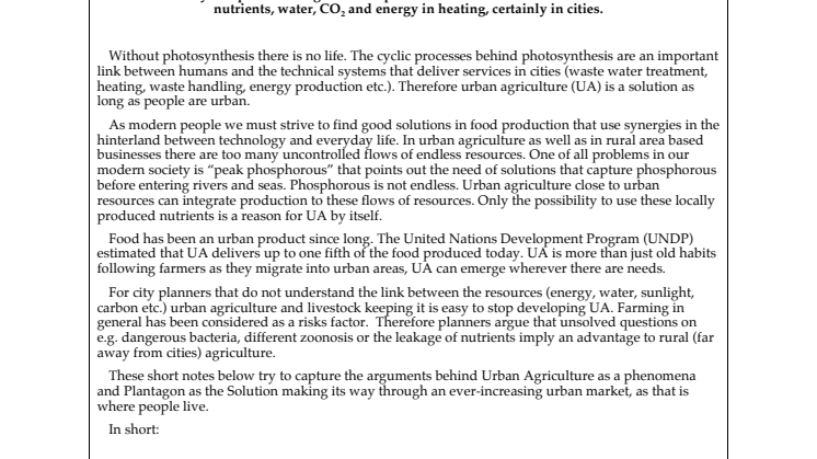Urban Agriculture Paper - From The Urban Agriculture Summit 2011, Washington D.C. 