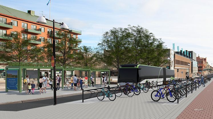 Illustration över hur Våghustorget kommer se ut när arbetet är färdigt: Foto: Örebro kommun