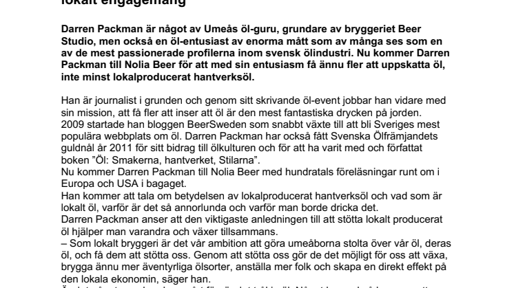 Nolia Beer: Öl-gurun Darren Packman ogillar tråkigt öl och brinner för lokalt engagemang