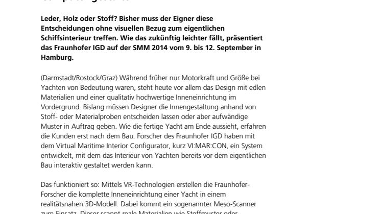 SMM 2014: Schiffskabinen virtuell am Computer gestalten