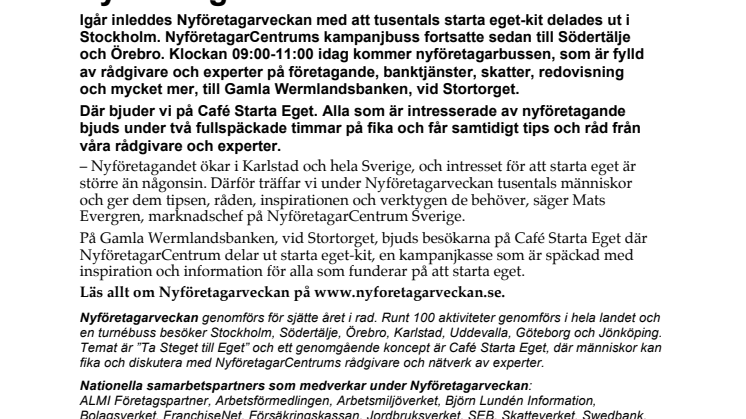Klockan 09:00 idag kommer nyföretagarbussen till Karlstad!