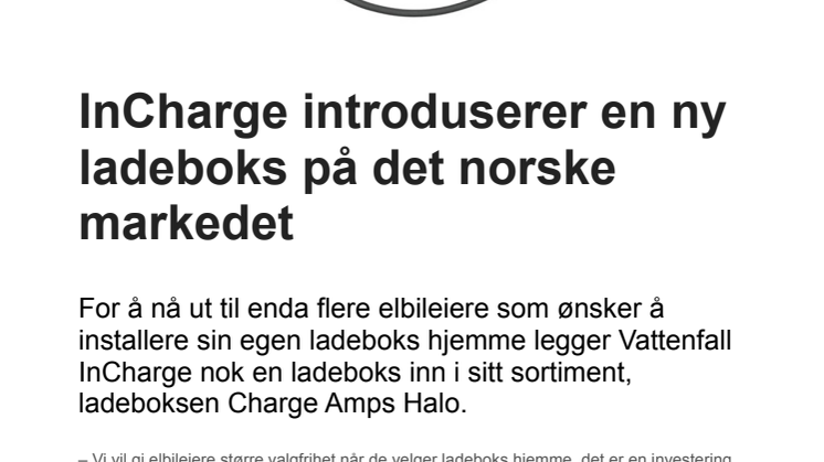 InCharge introduserer en ny ladeboks på det norske markedet