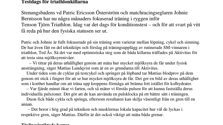 Testdags för triathlonkillarna
