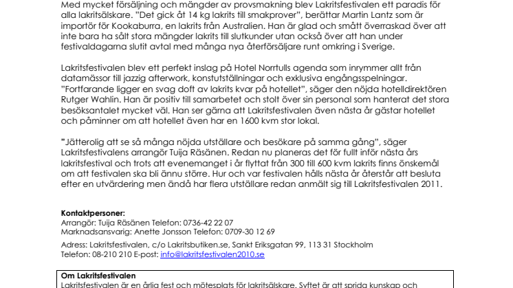 Succé igen för Lakritsfestivalen