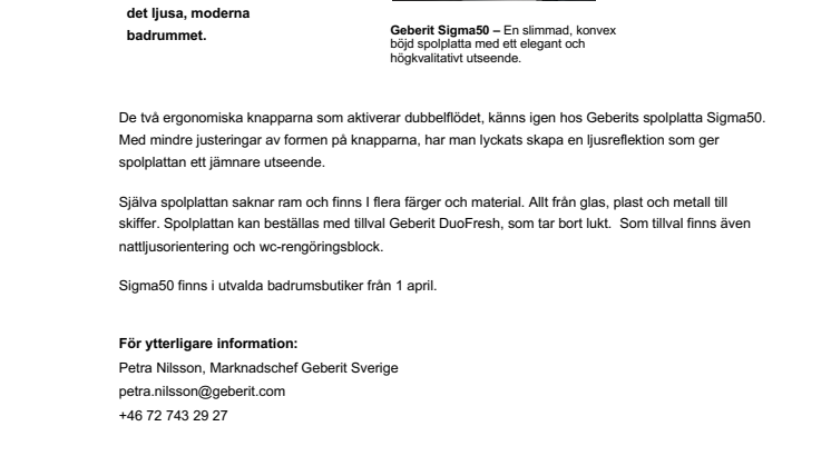 Geberit spolplatta Sigma50 i ny design