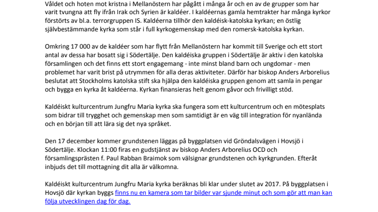 Nu börjar den nya katolska kyrkan i Södertälje att byggas