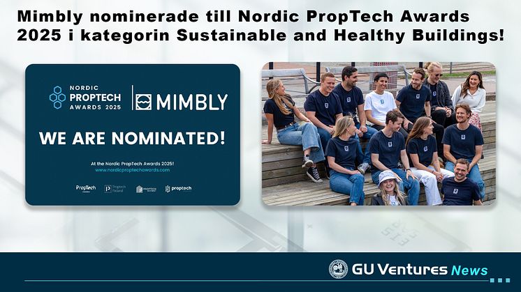 Mimbly nominerade till Nordic PropTech Awards 2025 i kategorin Sustainable and Healthy Buildings!