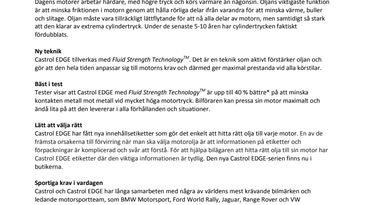 Maximal motorprestanda med nya Castrol EDGE