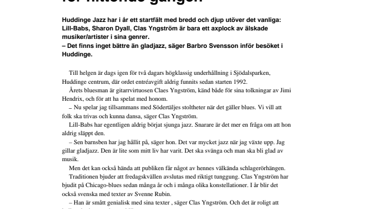 Huddinge jazz för nittonde gången