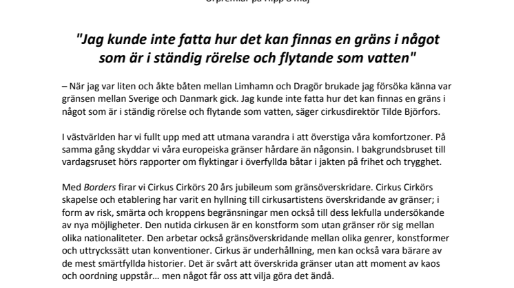 Pressmaterial till BORDERS