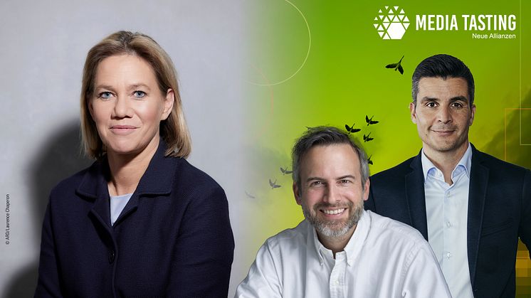 Sie gestalten die Zukunft des Fernsehens und sprechen am 30. Juni darüber auf dem Media Tasting: Christine Strobl (ARD), Dr. Niklas Brambring (Zattoo) und Alberto Horta (Warner Bros. Discovery) 