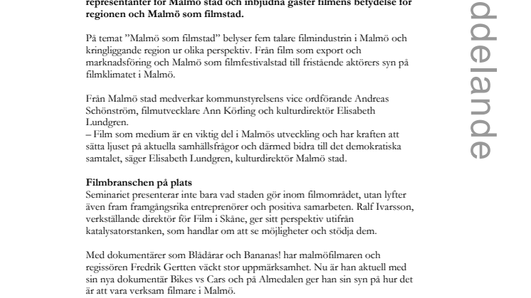 Film i fokus för kulturförvaltningen på Almedalen