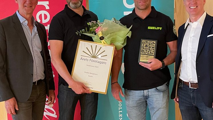 Freddie Lundqvist (ordförande Företagarna Sollentuna), Fredrik Bengtsson (SWELIFT), Andreas Bengtsson (SWELIFT) och Henrik Thunes (M) (Kommunstyrelseordförande, Sollentuna