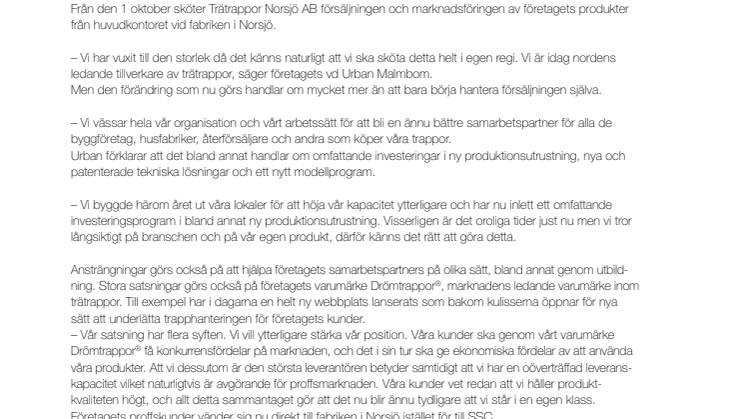 Trätrappor Norsjö gör stor framtidssatsning!