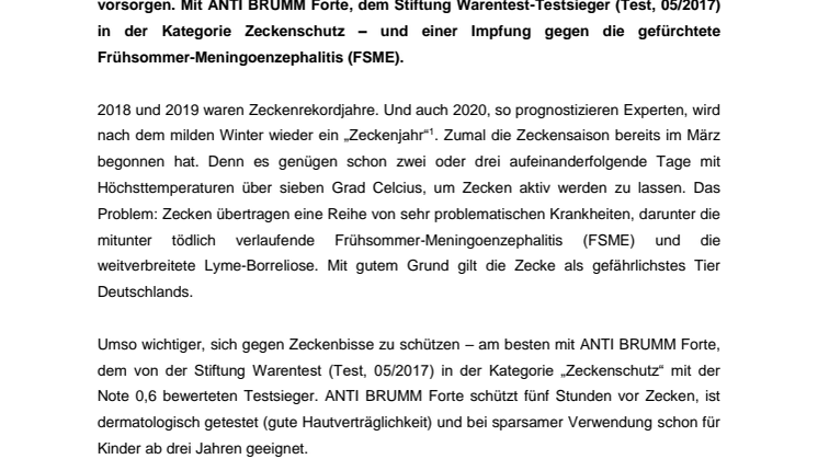 Zecken haben wieder Saison
