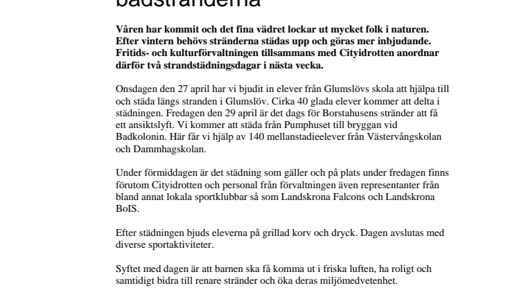 Elever hjälper till att städa badstränderna i Landskrona