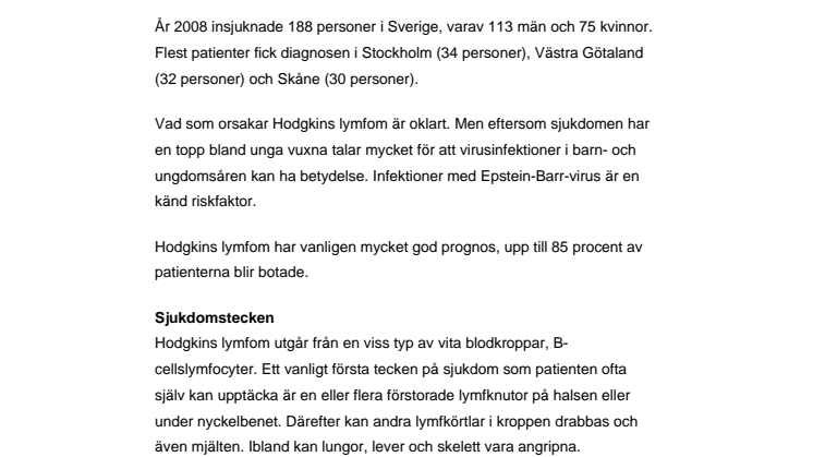 Fakta om Hodgkins lymfom