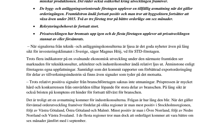 Pressmeddelande: Investeringssignalen, november 2014