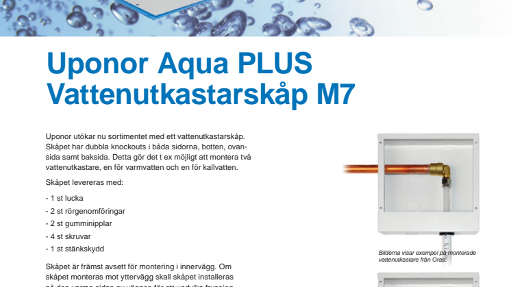 Uponor Aqua PLUS Vattenutkastarskåp M7