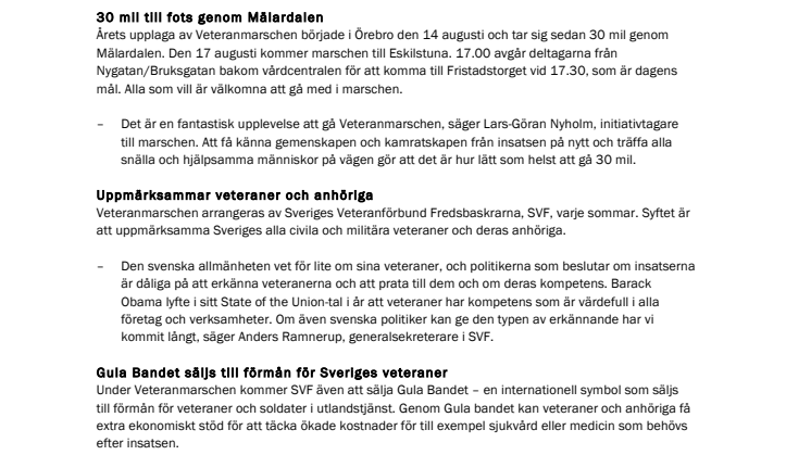 Veteranmarschen kommer till Eskilstuna